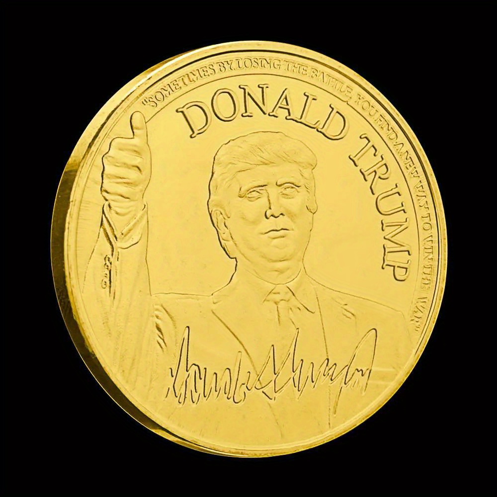 Elegant gold commemorative coin showcasing President Trump's profile.