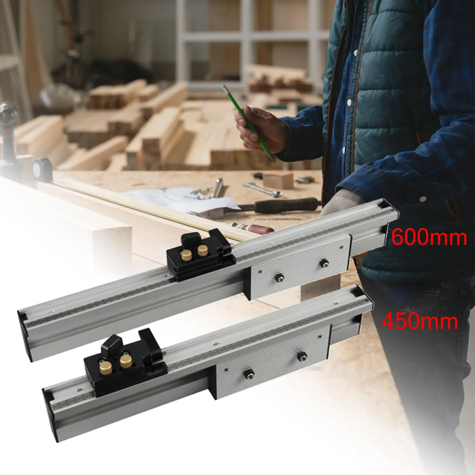 Precision Aluminium Profile Fence Sliding Brackets with Movable/Fixed Scale