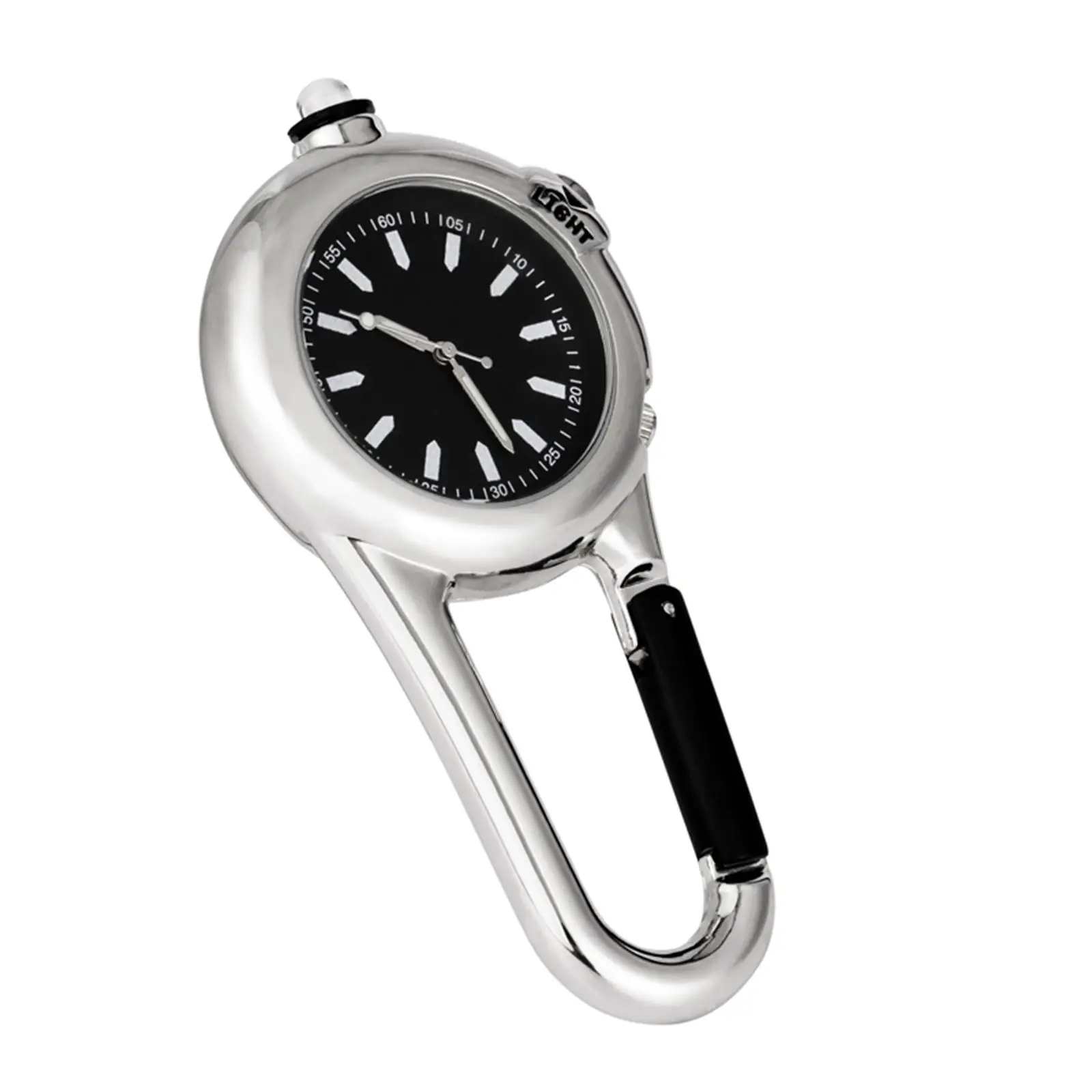 Portable Clip On Carabiner Pocket Watch Backpack Watch Unisex with Light Climbing Watch for Outdoor Camping Home Equipment