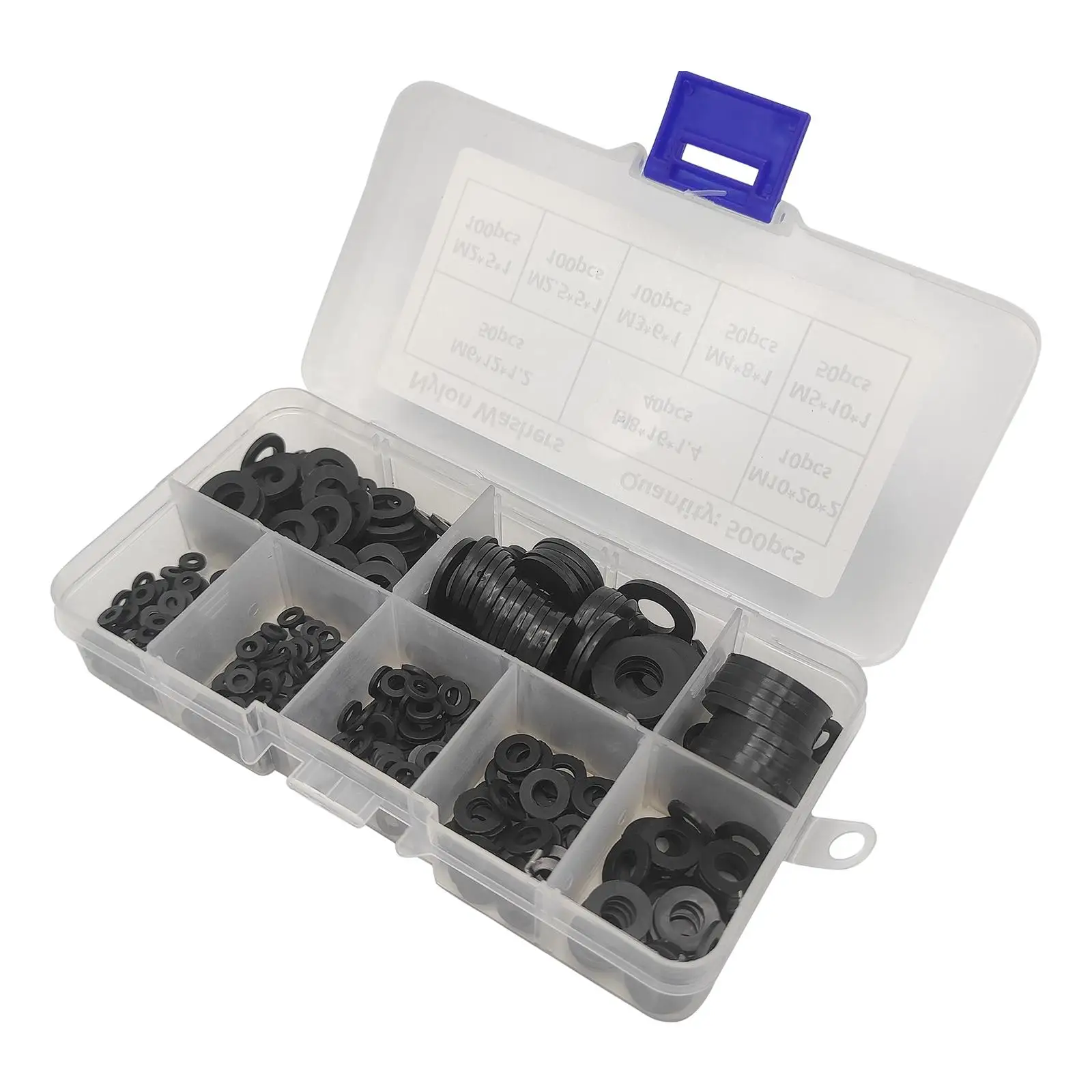 500Pcs Nylon Washer Spacers 8 Sizes with Box Insulation flat Assorted Flat Washers Set for Household Commerical Use