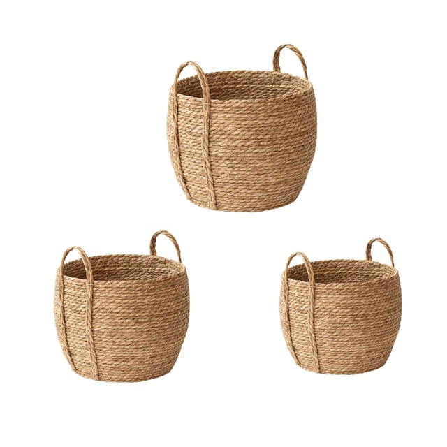 Rattan Grass Woven Flower Basket Planter Pot for Floor Standing