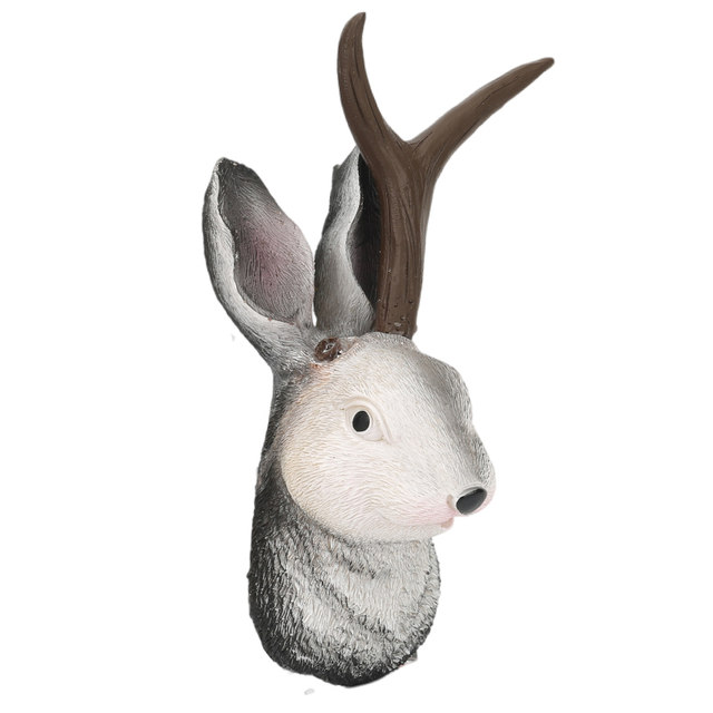 Jackalope Mount Wall Decor, Animal Head Wall Decor, Deer Head Wall Mount,  Resin Hanging Wall Art, Wooden Antler Rabbit Head, Simulation Animal Head  Specimen, for Home/Office 