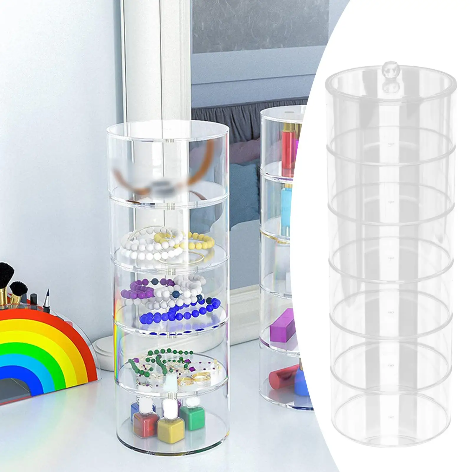 Showcase Multi Functional Stackable Clear Dustproof Cylindrical Belt Storage Box Acrylic Organizer Box for Desktop Living Room