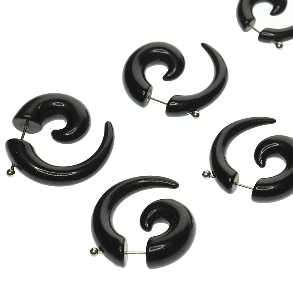 6 Pairs Stainless Steel Cheater Ear  Acrylic Spiral Ear Expender -00  Look