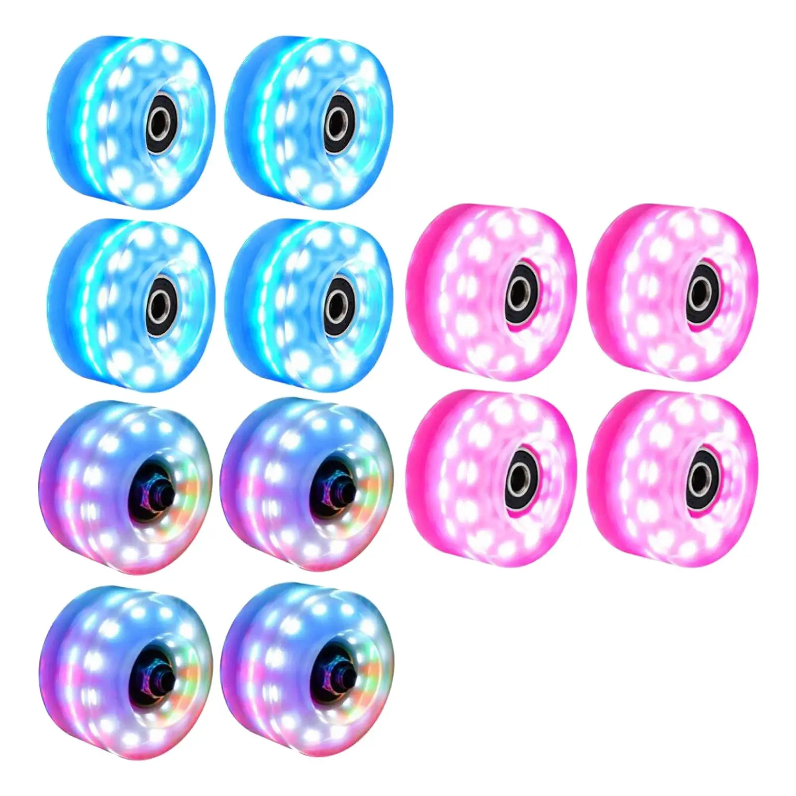 4PCS  Quad Roller Skate Wheels 58mm x 32mm, Luminous  Quad Roller Skateboard Wheels with Bearings Installed