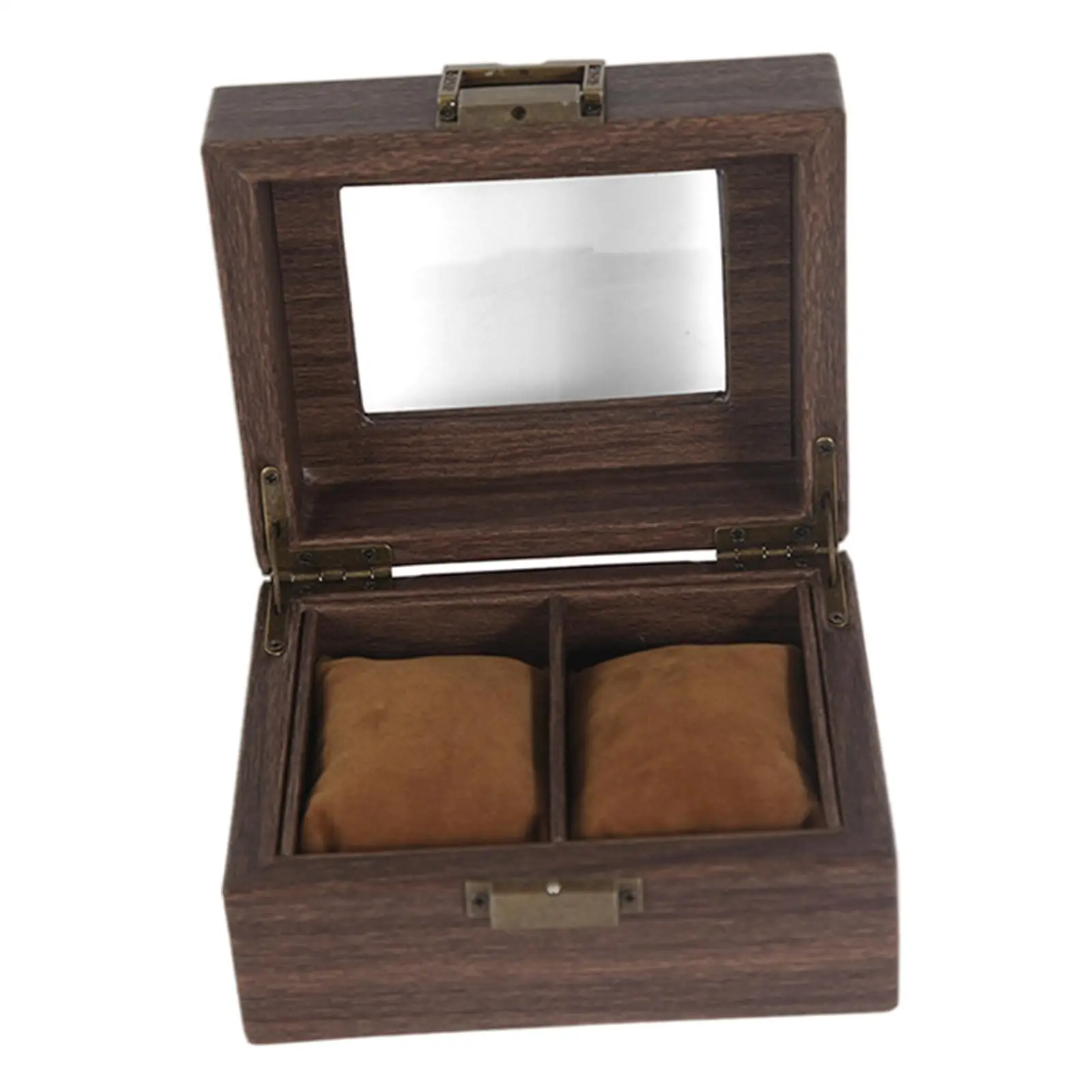 Watch Display Case and Lock Portable W/Clear Top Wooden 2 Slot Jewelry Organizer Wrist Storage Box for Gifts Men Women