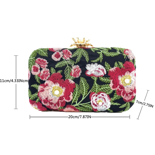 Sale Beaded Evening Handbag Clutch Purse Shoulder Bag/Fabric Bag  Embroidered Floral Formal Silk Oriental Kiss Lock Purse Gift - Yahoo  Shopping