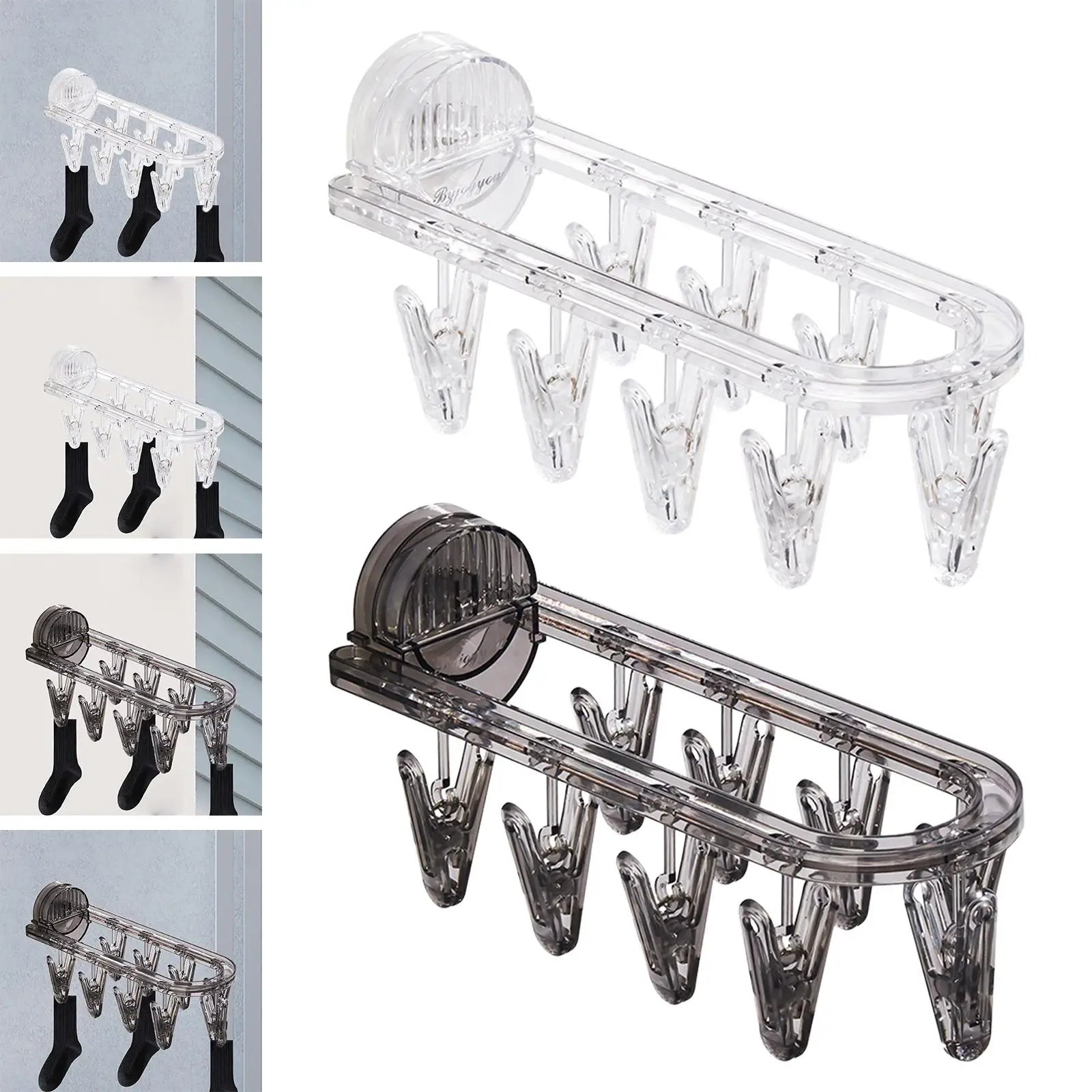 Foldable Laundry Hanger Drying Rack, Wall Mount, Drip Drying Hanger Laundry Clips for Baby Clothes Scarf, Underwear, Towels