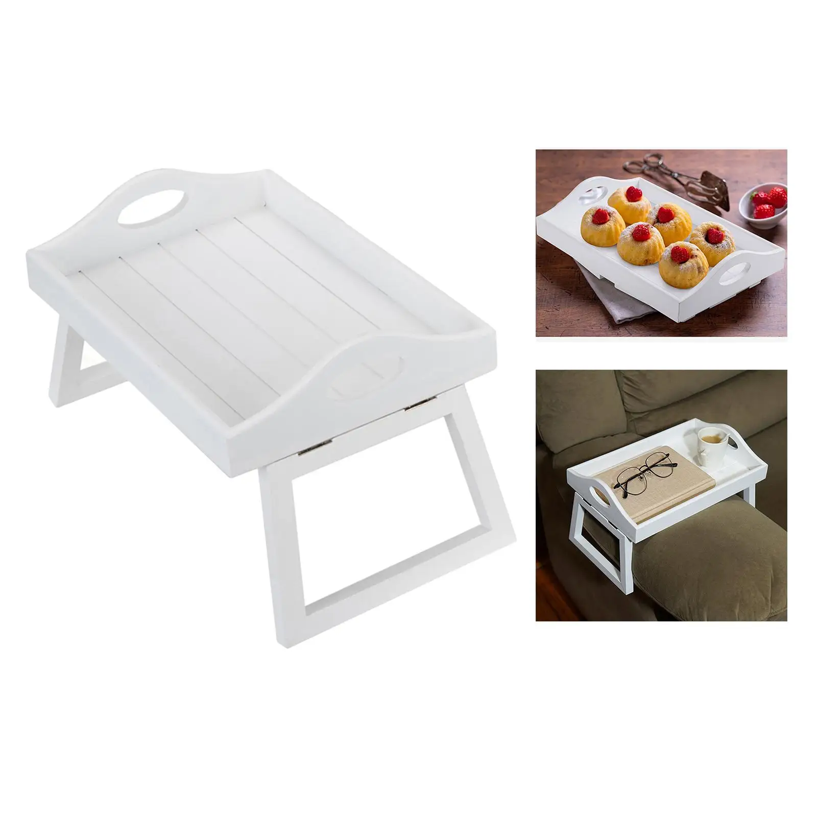 Wooden Laptop  Tray with Folding Legs Laptop Stand Armrest Snack Tray