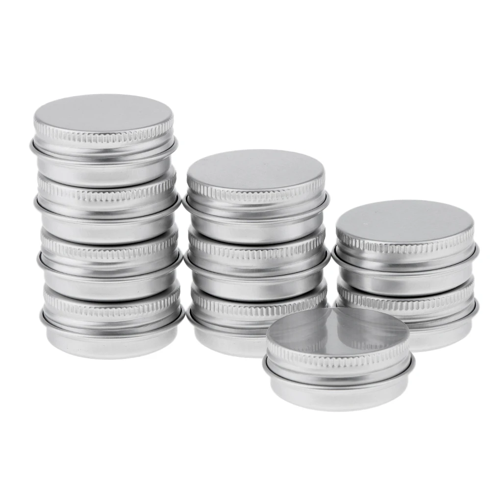 10Pcs 15 ml Silver Small Aluminum Round Lip Balm Tin Storage Jars Screw Lids for Lip Balm, Cosmetic, 