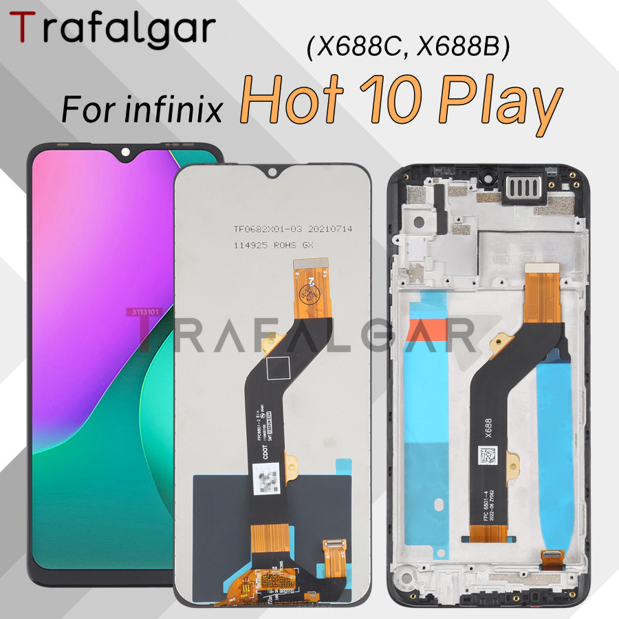 ЖК-дисплей 6,82 дюйма для Infinix Hot 10 Play, сенсорный экран, дигитайзер,  панель в сборе с рамкой для замены X688C X688B | AliExpress