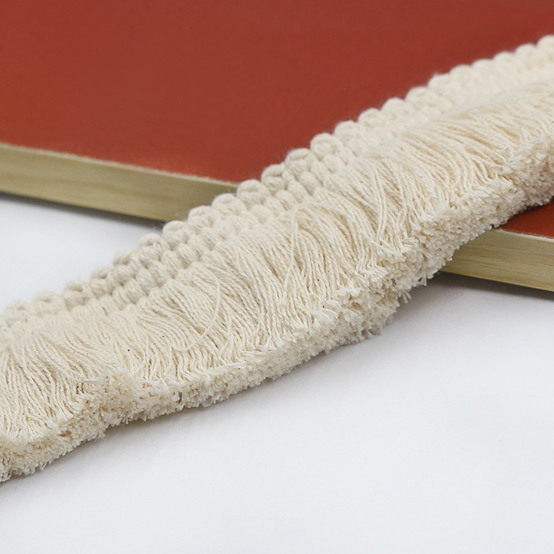Description Picture 6 of item1M Thick Beige Black Cotton Thread Strip Fringe Lace Trim DIY Clothing Accessories Tassel Clothes Pillow Home Decoration 3.8cm