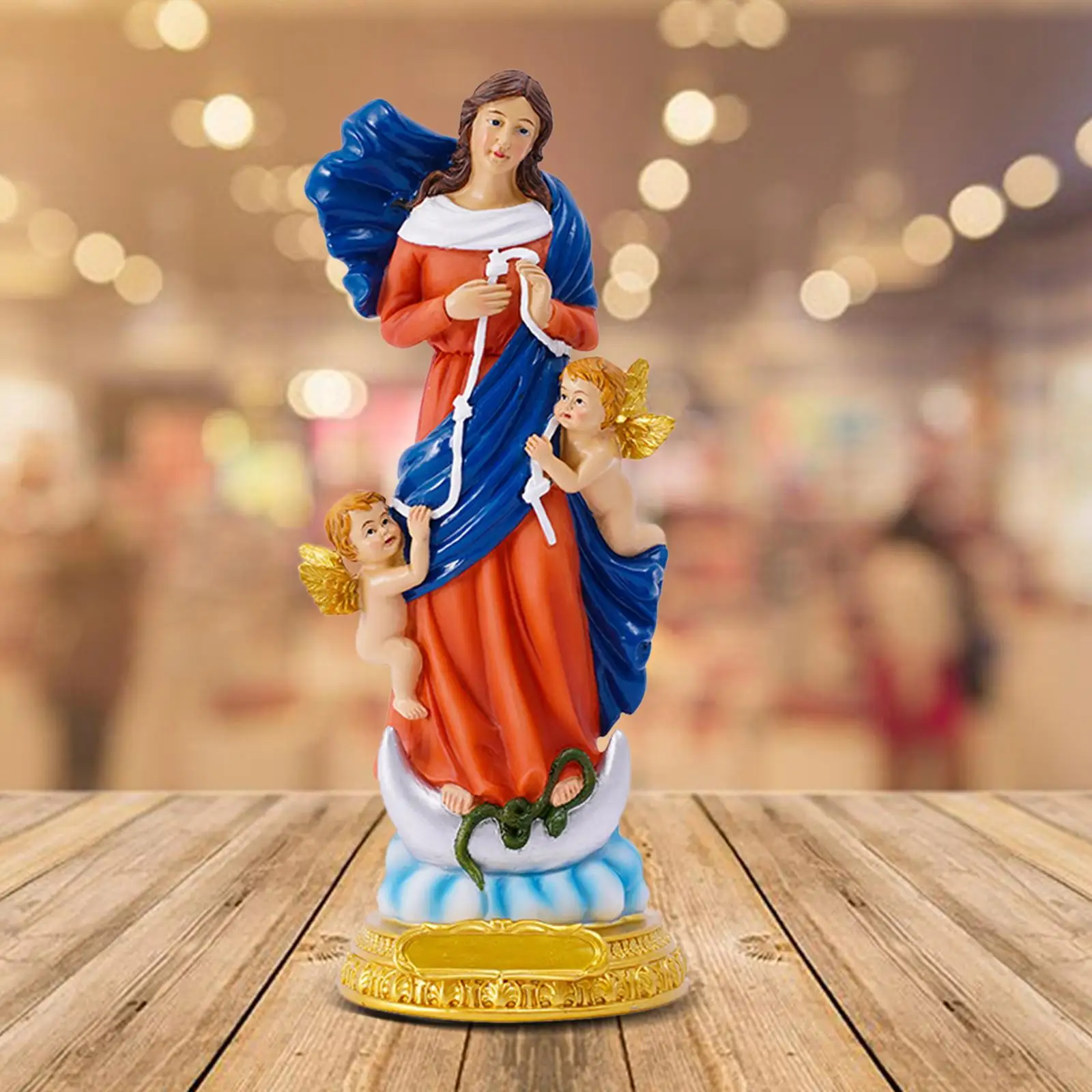 Virgin Mother Mary Statue Resin Figurines Nativity Decoration Angel Sculpture Religious for Holy Family Cabinet New Year Home