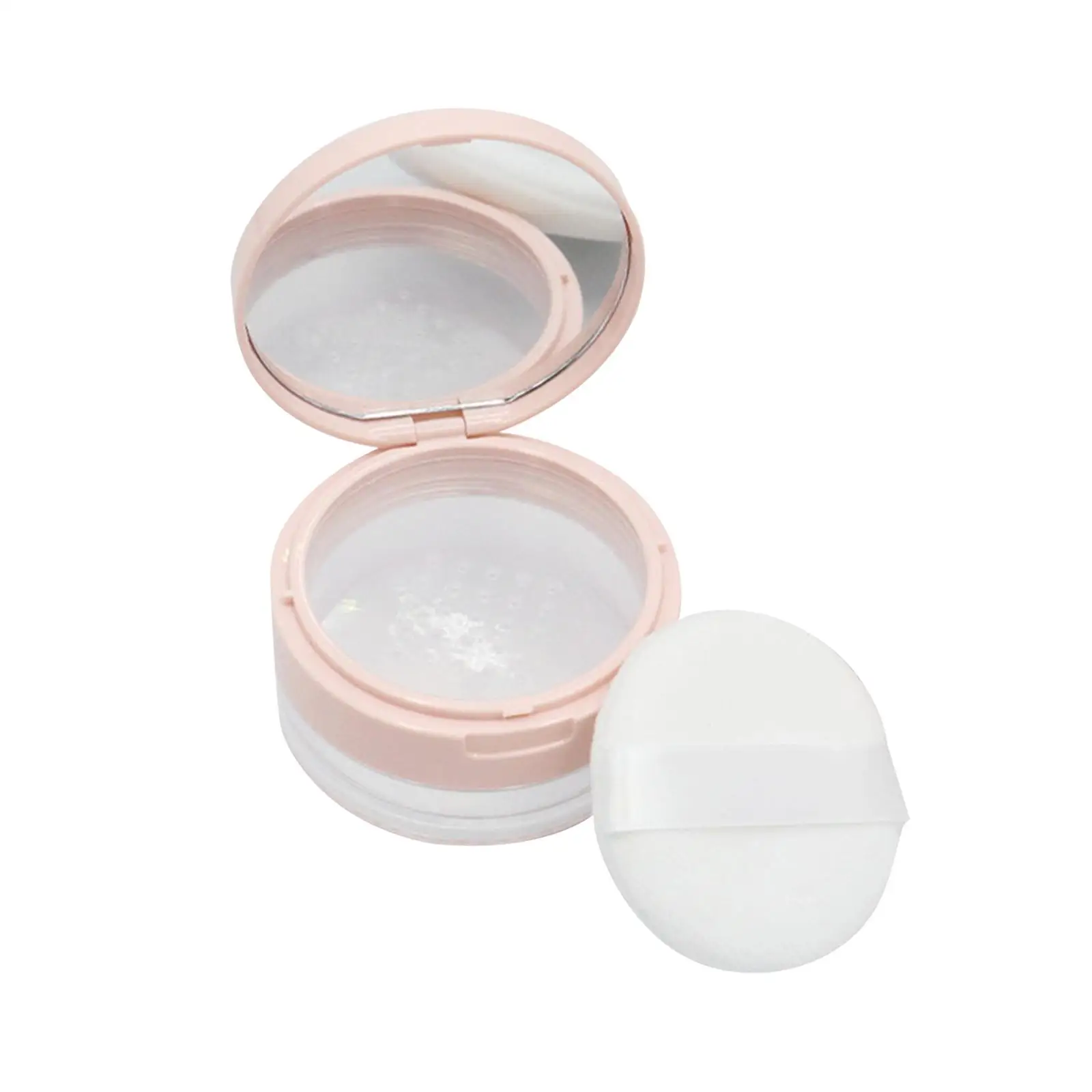 Makeup Powder Container with Puff Mirror DIY Cosmetic Jar Compact Travel Flip Lid Capacity 20ml(0.67 oz) Loose Face Powder Case