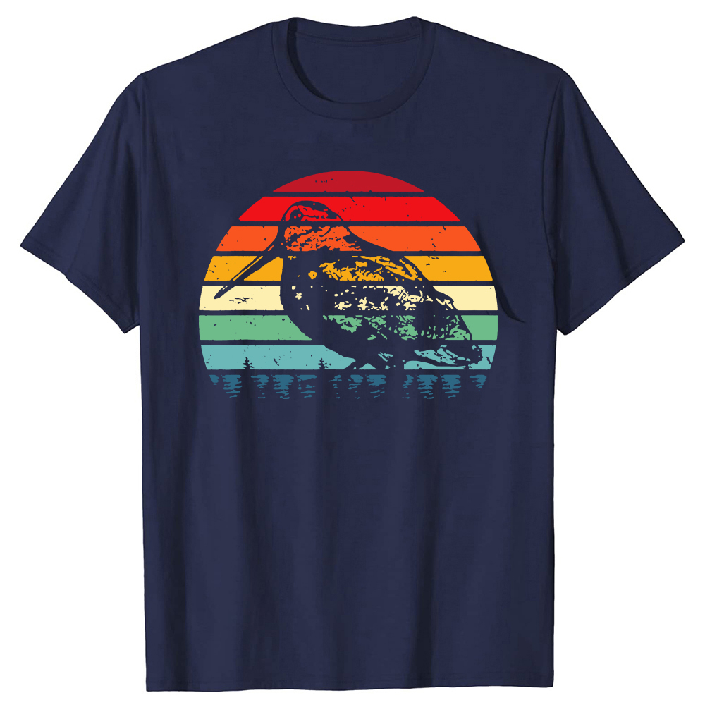 Retro Woodcock Hunter Vogel Vintage lustige Jagd T-Shirts Rundhals ausschnitt Kurzarm Mode T-Shirt Kleidung lässige T-Shirts – Detail 3