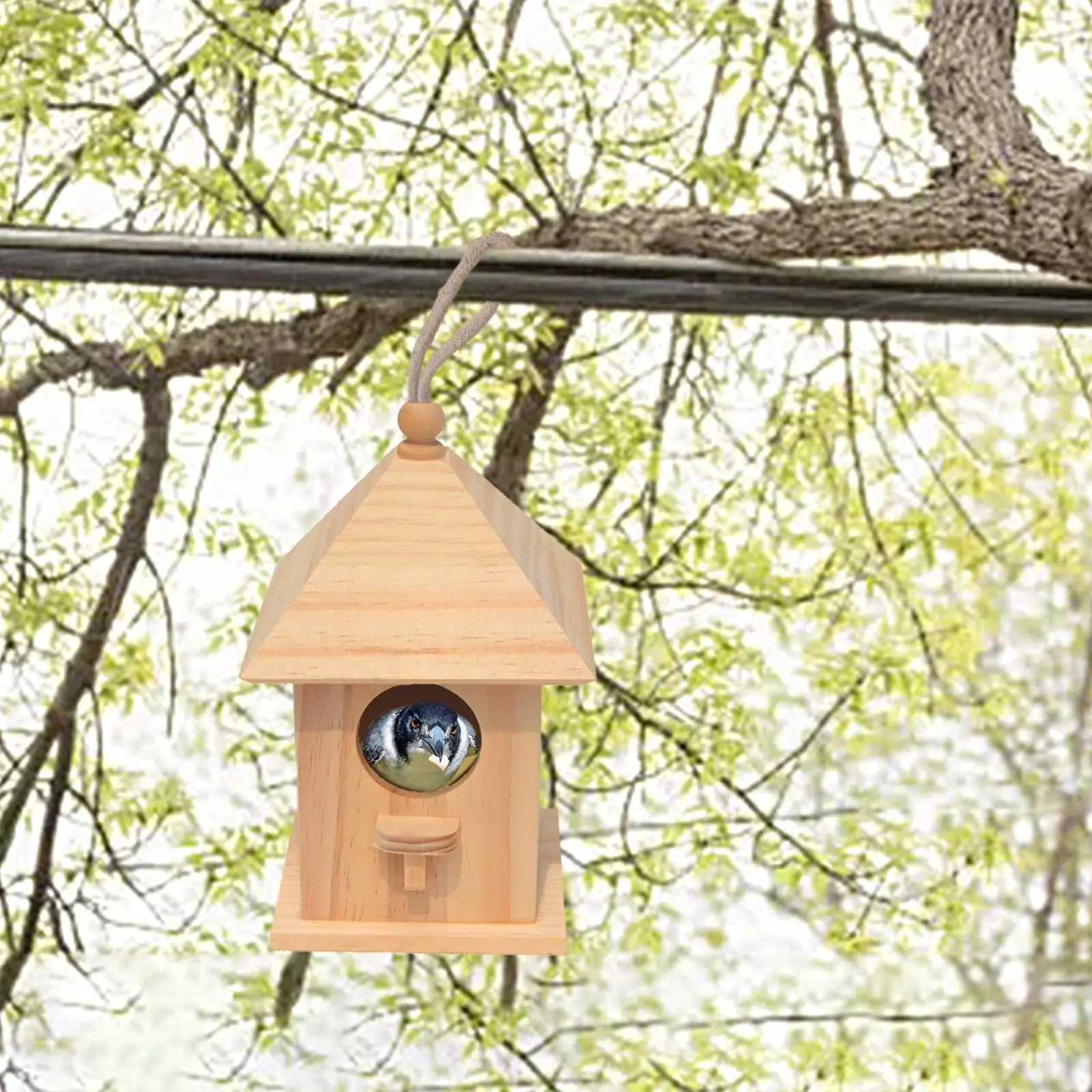 Wooden Birdhouse DIY Arts Crafts with Viewing Window Wood Decoration Birdcage for Yard Garden Backyard Children Adult Wild Bird