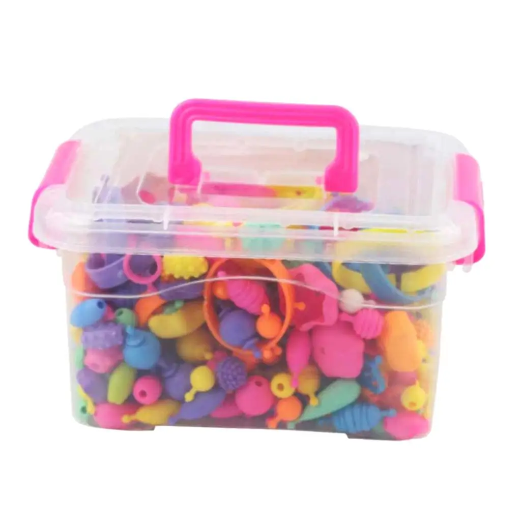 300pcs   Snap Beads with Carry Case, Jewelry Making Kit & Beading Toy Supplies