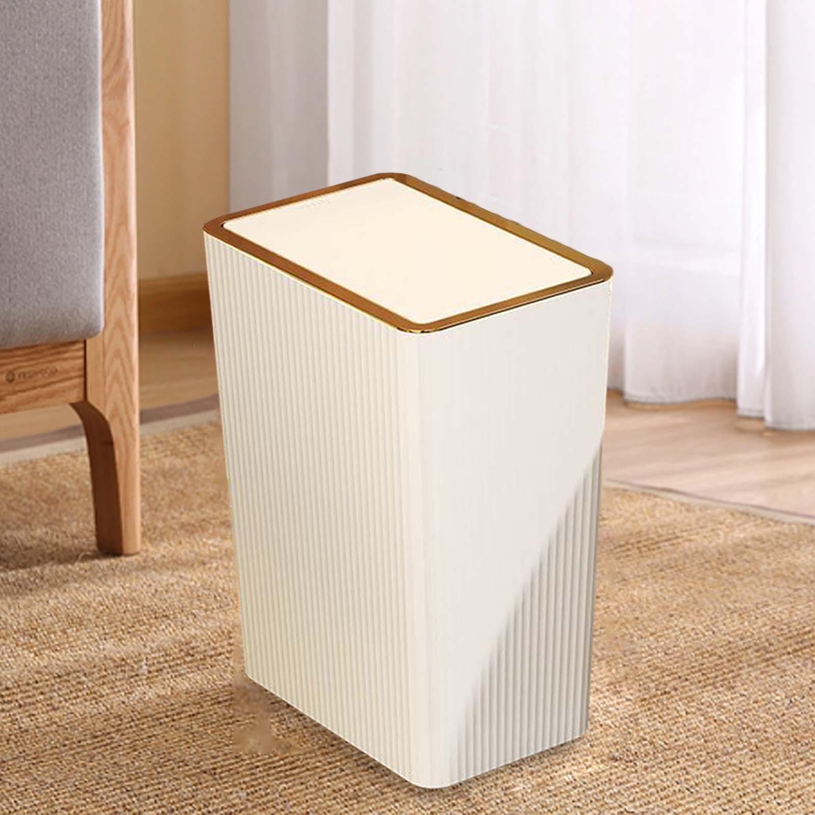 Kitchen Wastebasket with Press Type Lid Rubbish Container Slim Narrow Garbage Can for Sunroom Garage Study Living