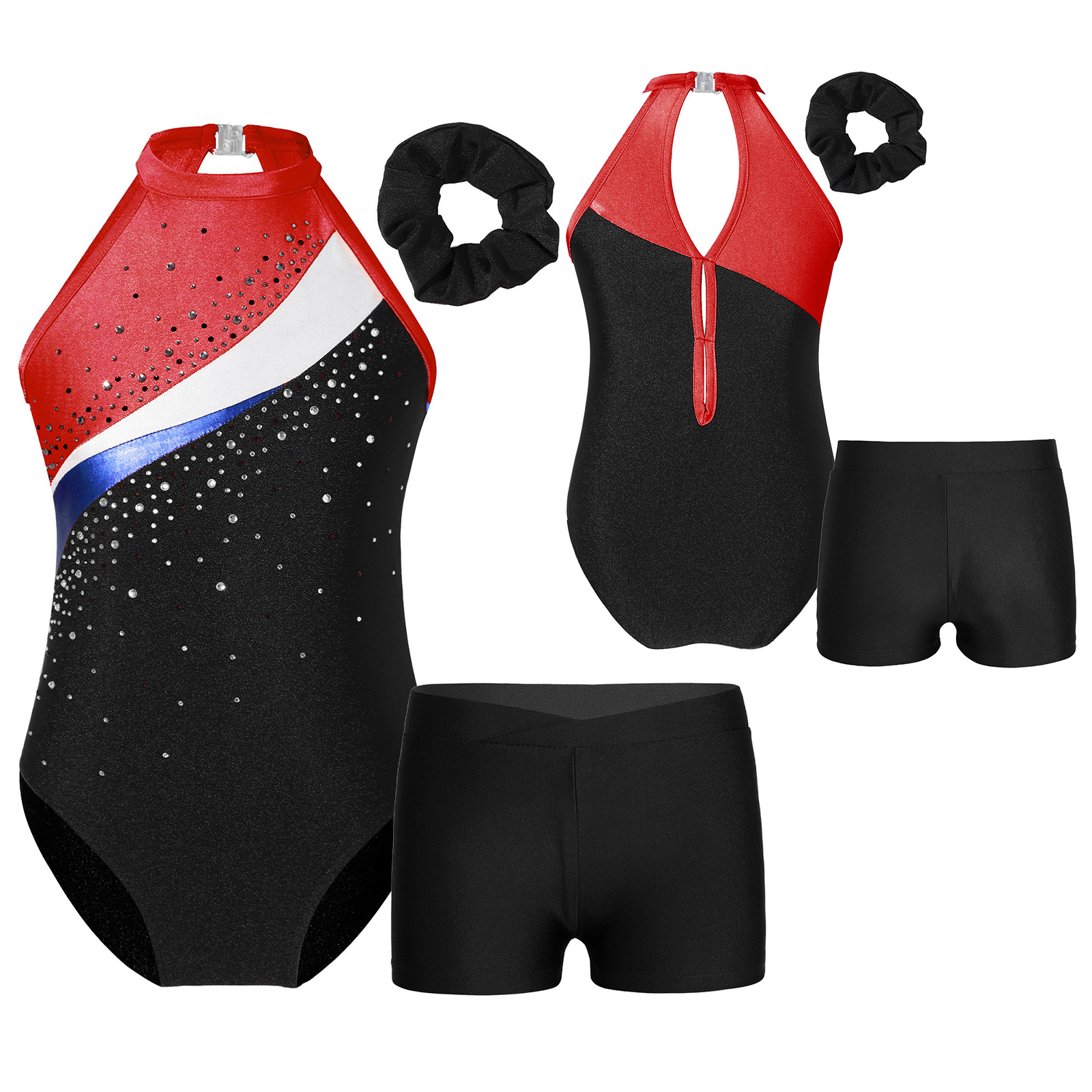 Kinder Mädchen Gymnastik Trikots Ballett Tanz Outfits Strass sportliche Biketard Shorts Set Workout Eiskunstlauf Bodysuit – Detail 14