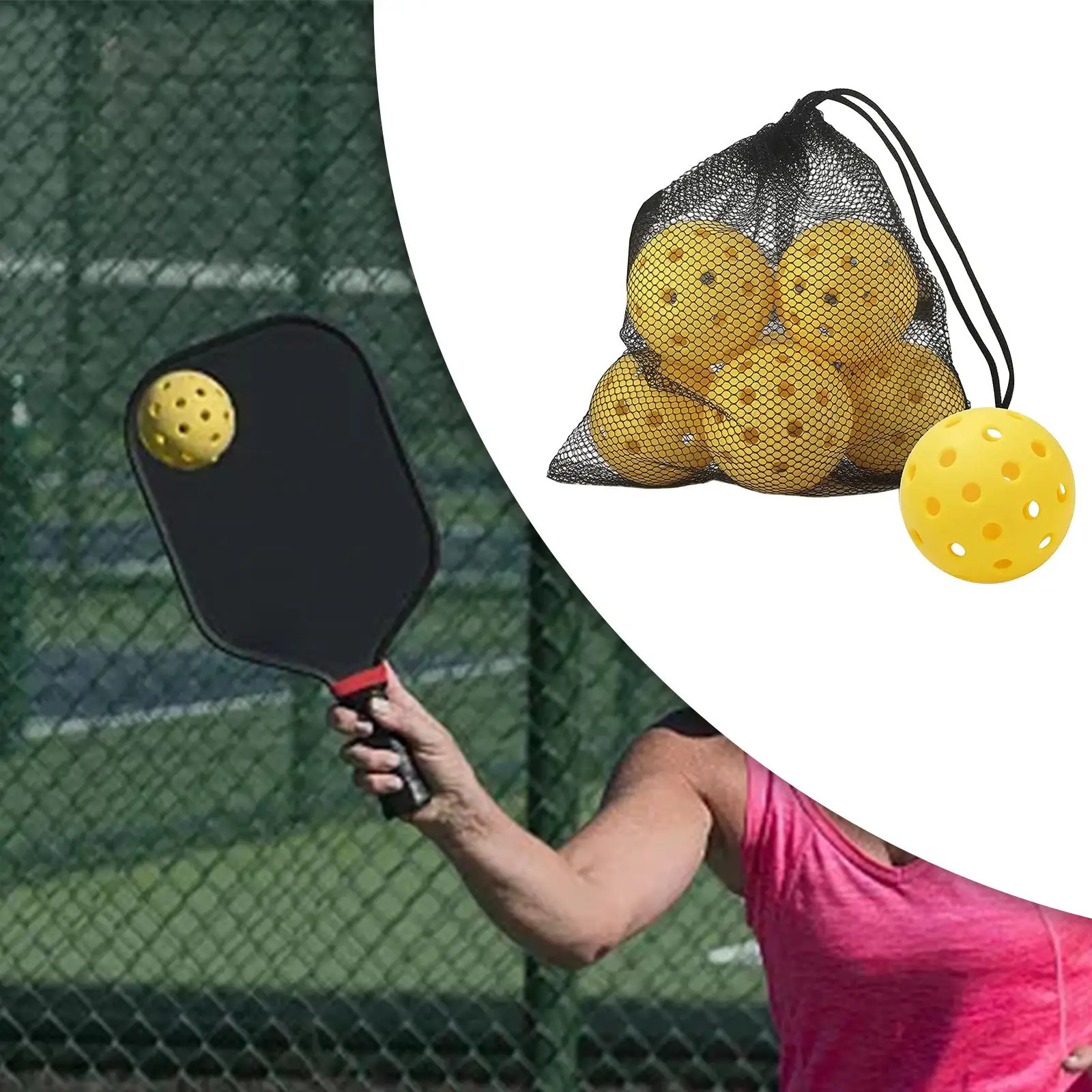6 Pieces Pickleball Balls Standard Sports Pickle Balls with Mesh Bag for Training Sports Professional Perfomance Tournament Play