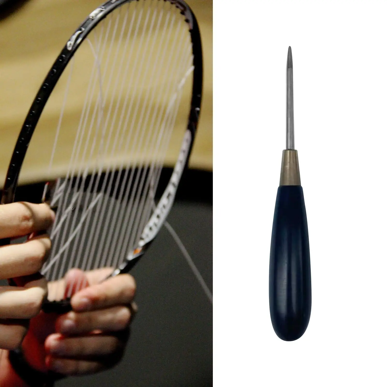 Badminton Tennis Racquet String Awl, Portable Universal Wooden Handle Racquet