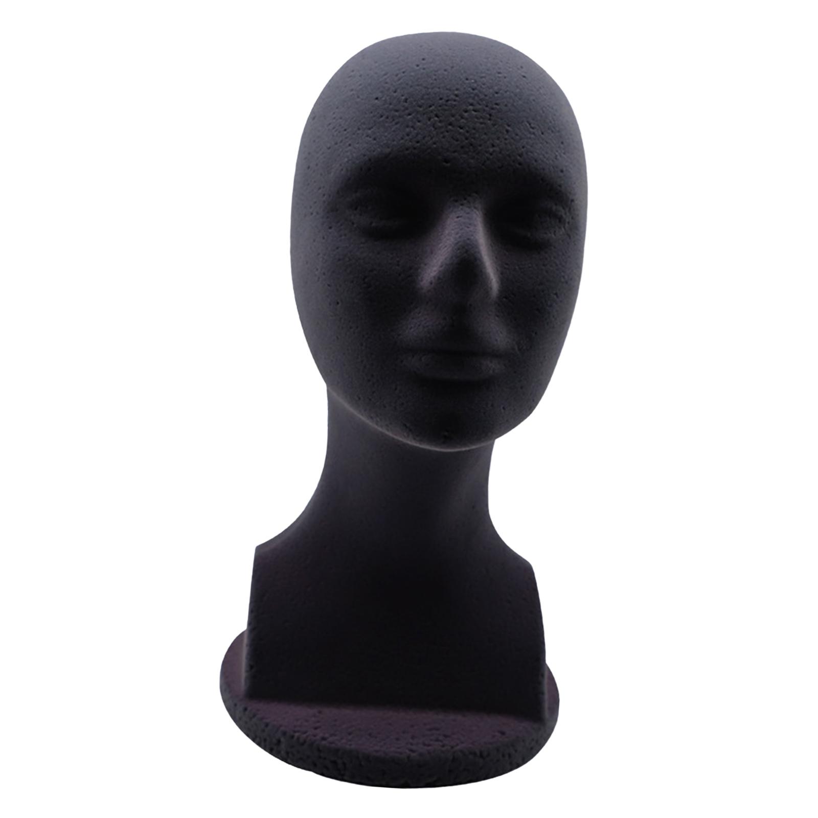 Description Picture 3 of itemMan Styrofoam Mannequin Head Model Hat Display Stand Black 48.5cm Head Circumference Accessories 12.6inch Tall DIY Stable Base