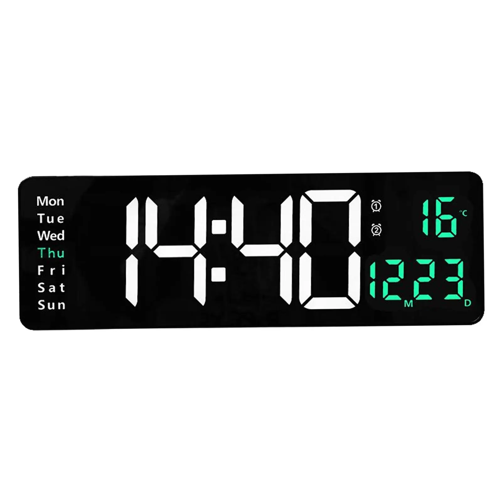 Electronic Digital Wall Clock Time Date Temperature Week Display Brightness Adjustment LED Clocks for Dining Room Decorations