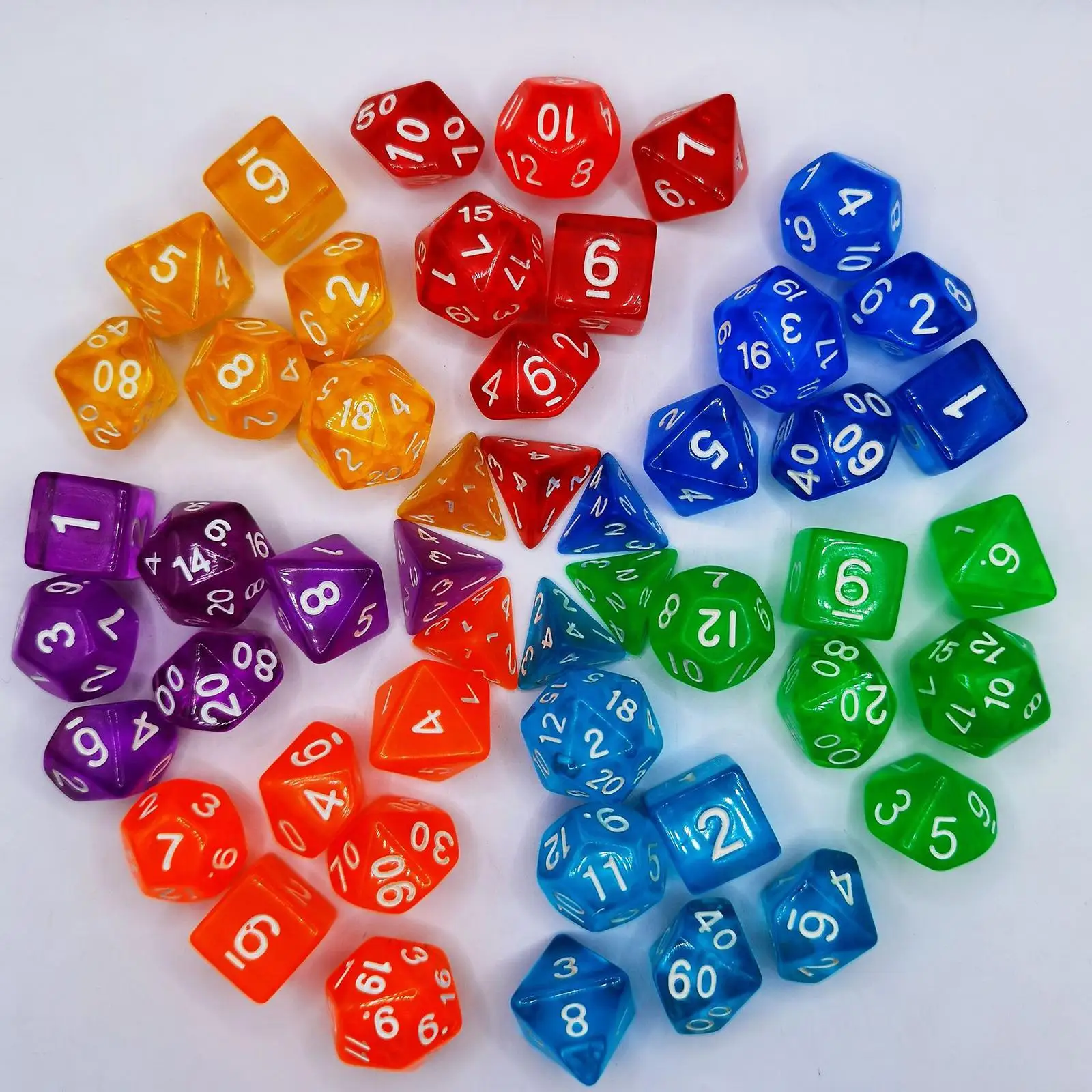 Engraved Polyhedral Dices 49 Pieces Rolling Dices for Beach Day Table Games