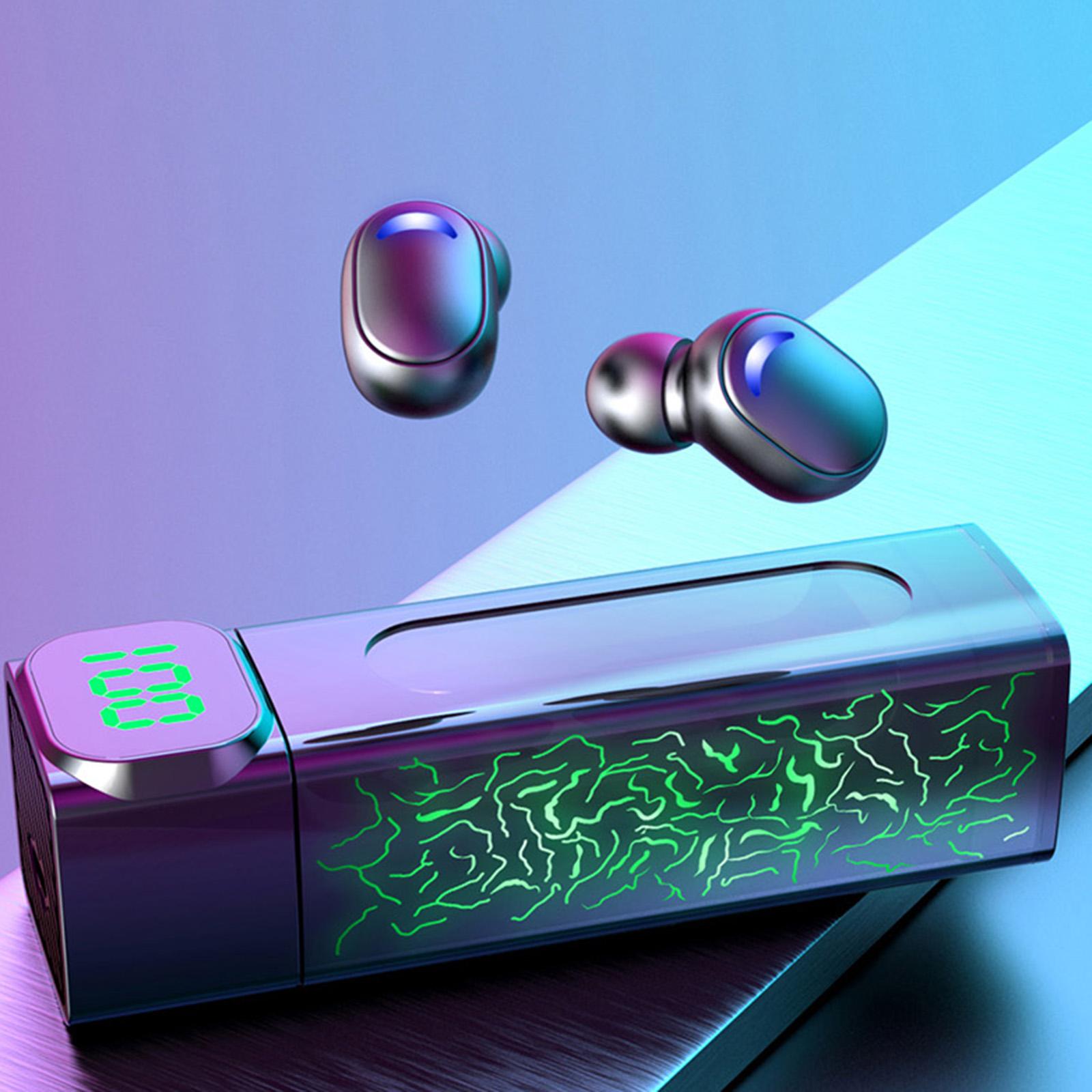 Bluetooth 5.1 Earbuds Intelligent Digital Display Gaming Earphones Crack Breathing Light with Mic Sports Headset Sports Running
