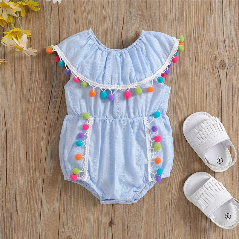 Baby Girls Rompers Summer Newborn Baby Clothes Solid Color Baby Girls Tassel Rompers Jumpsuits for Toddler Newborn Costume best baby bodysuits