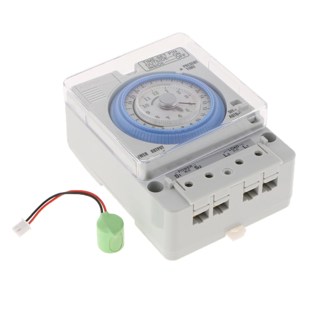 100V-240VAC Mechanical Time Switch Chronometry Timer with Cover 24h Time Range