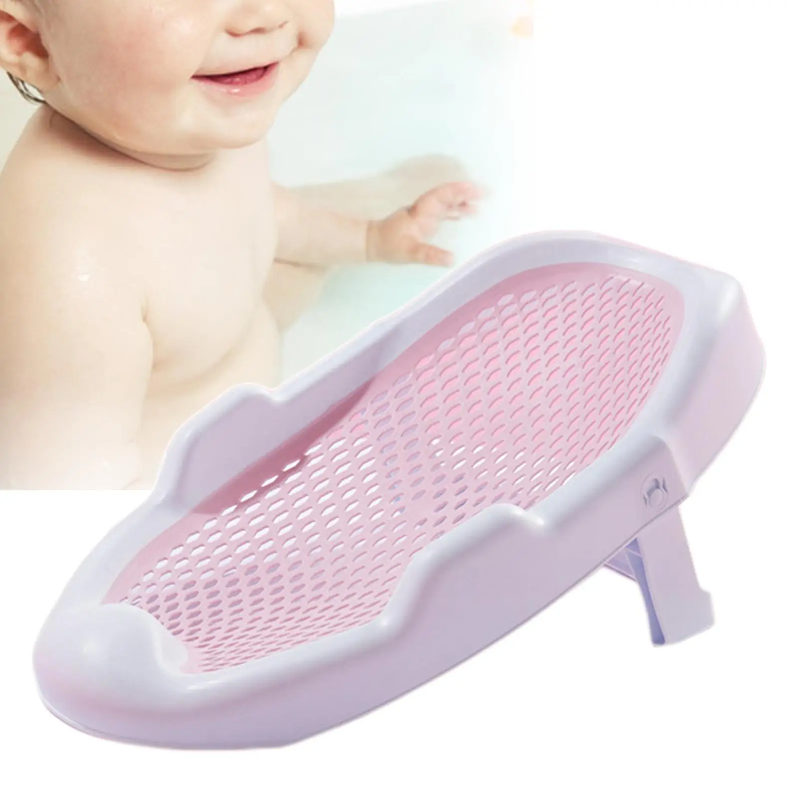 Baby Bath Seat Support Rack Soft TPE Use from Birth until Sitting up Anti Slip Bathtub Shower Rack for Toddler 0-2 Years Baby