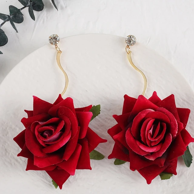  SOFFEE DESIGN 2pcs Golden Single Hooks 3D Rose Flower