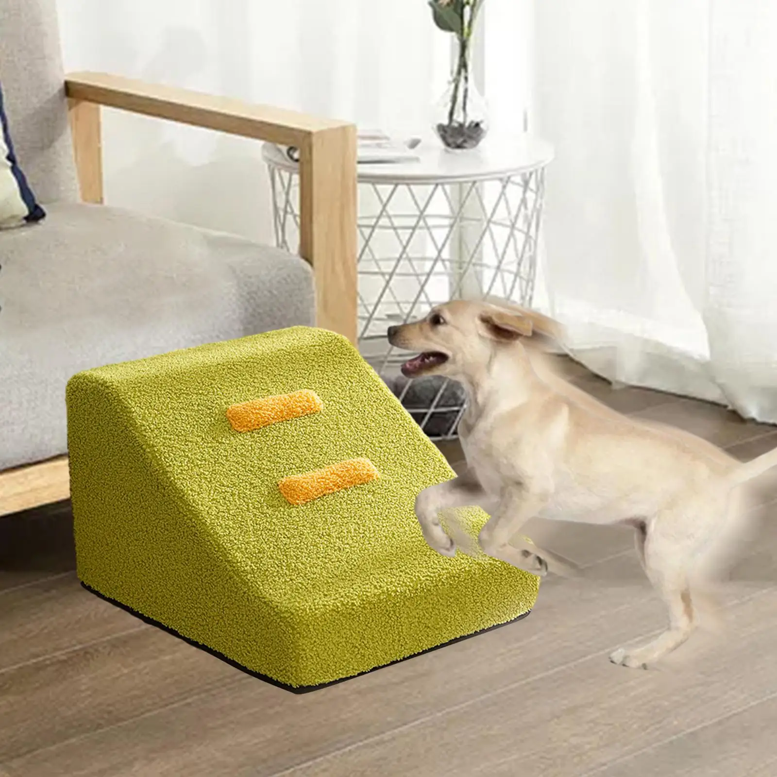 Dog Stairs Ramp Indoor Outdoor Use Sturdy Comfortable Machine Washable Cover Anti Slip High Density Sponge Dog Climbing Ladder