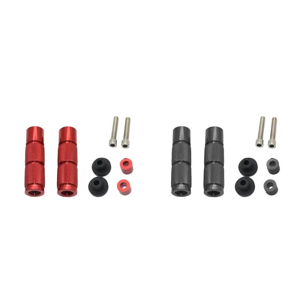 2 Pairs CNC Anti-skid Footrests Foot Pegs for Motorcycle (Red & Black)