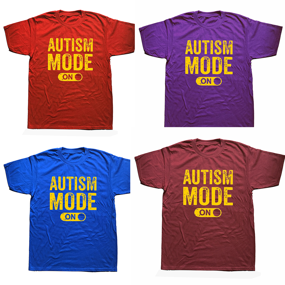 Lustig gemacht beste Autismus-Modus auf T-Shirts Grafik Baumwolle Streetwear Kurzarm Geburtstagsgeschenke Bewusstsein T-Shirt Herrenbekleidung – Detail 3
