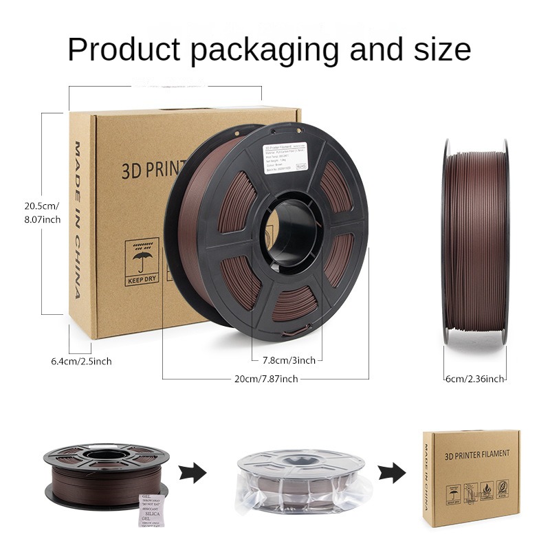 Farbiges Kohlefaser-Filament, PLA-Filament 1,75 mm Kohlefaser Pla (Blau, Armeegrün, Kaffee, Braun, Rot), hohe Genauigkeit, 1 kg/250 g – Detail 8