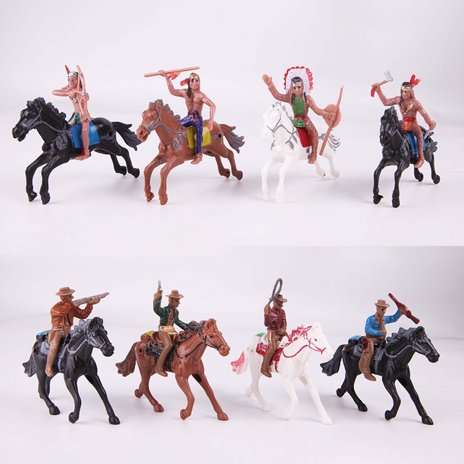 Pack of 8 Western Cowboy Figures Playset for Boys Home Decoration