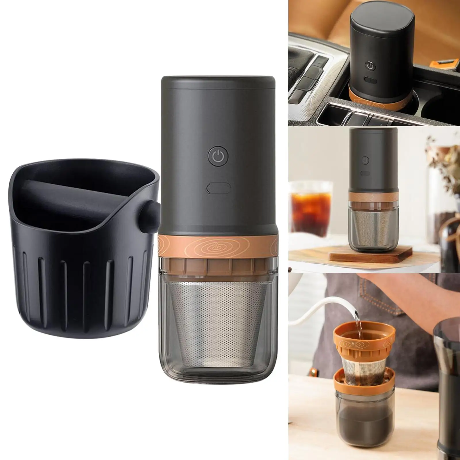 Portable Electric Coffee Grinder with Coffee Equipment Slag Bucket Small Coffee Bean Grinder for Office Travel Outdoor