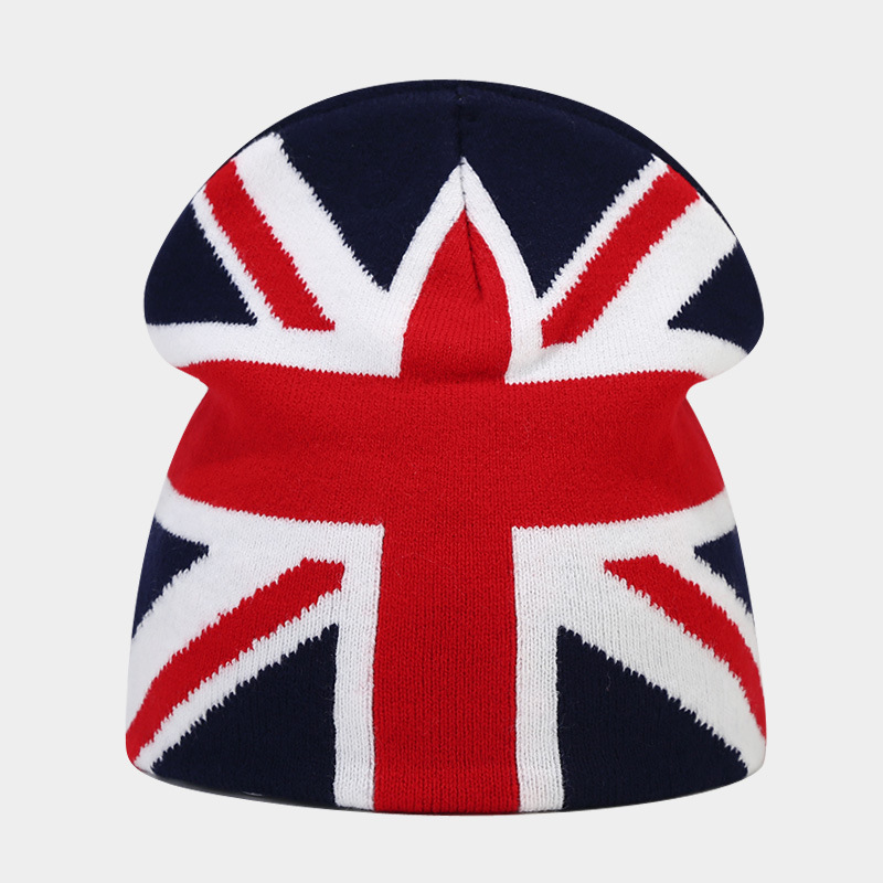 Mode UK Flagge Drucken Winter Mützen Hut Weibliche Radfahren Skifahren Motorhaube Herbst Im Freien Gestrickte Kappe Frauen Männer Warme Gorras Ohr Hüte – Detail 2