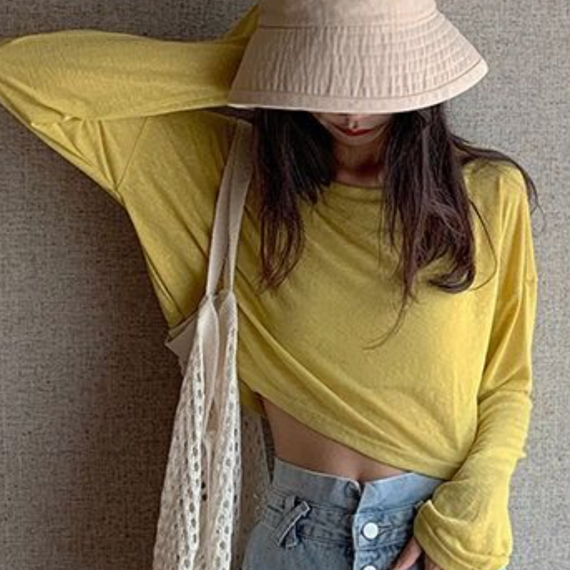 Estilo Coreano Holiday Crop Tops All-match Streetwear Simples Populares