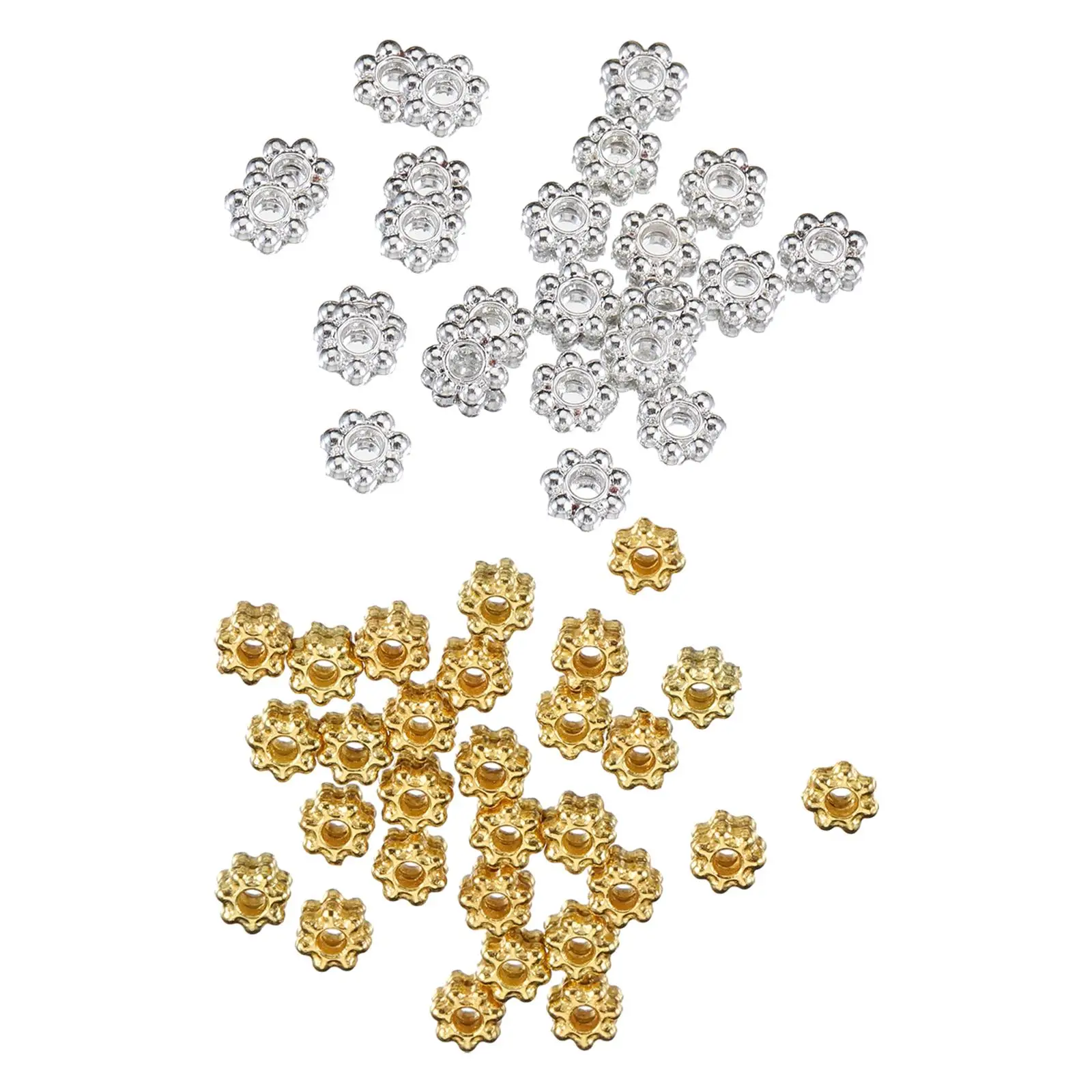 200Pcs Snowflake Spacer Beads Set DIY Decorative Copper Loose Beads for Jewelry Making Findings Bracelet Rings Earring Pendants