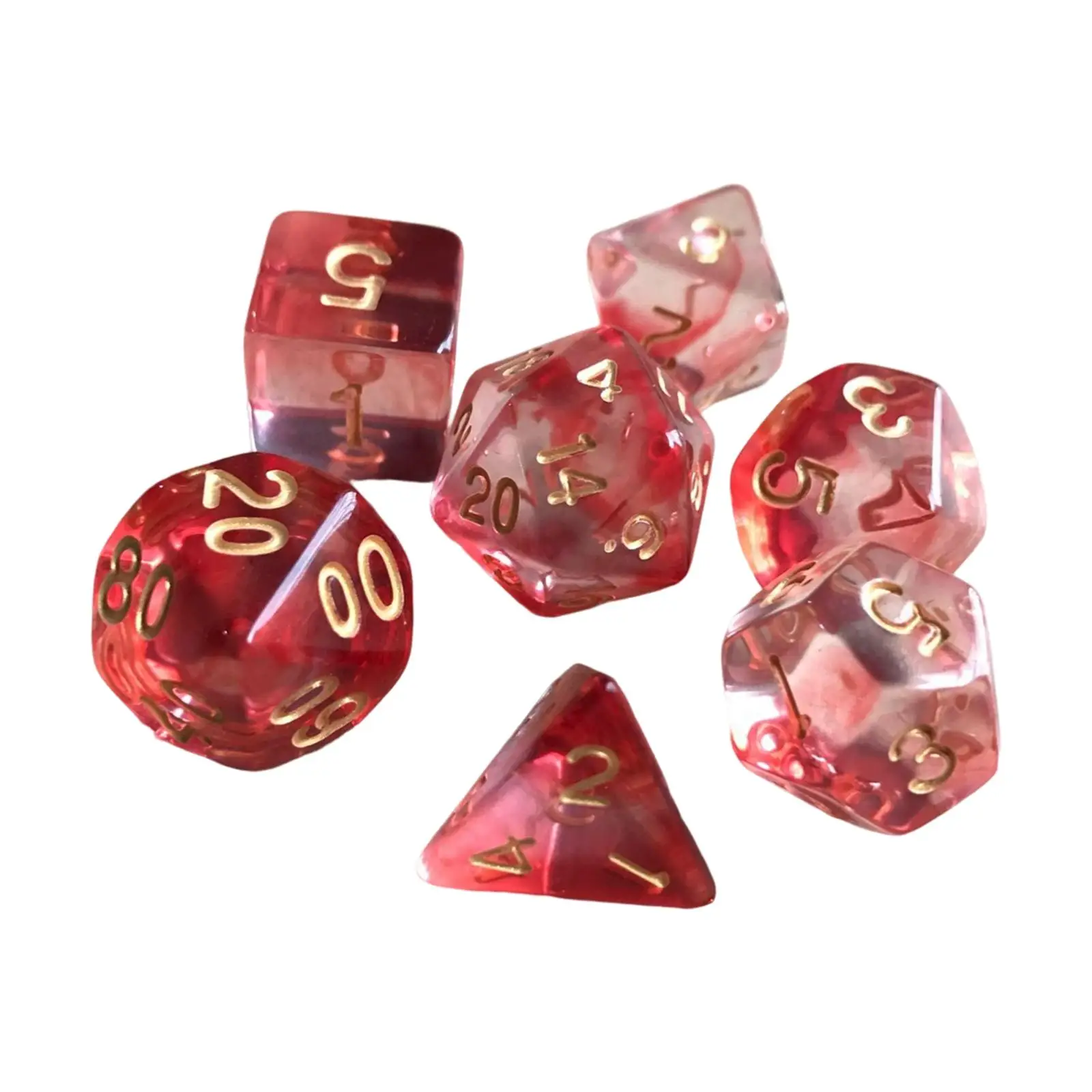 7x Acrylic Polyhedral Dice D4-D20 Family Table Game for Family Gathering Bar