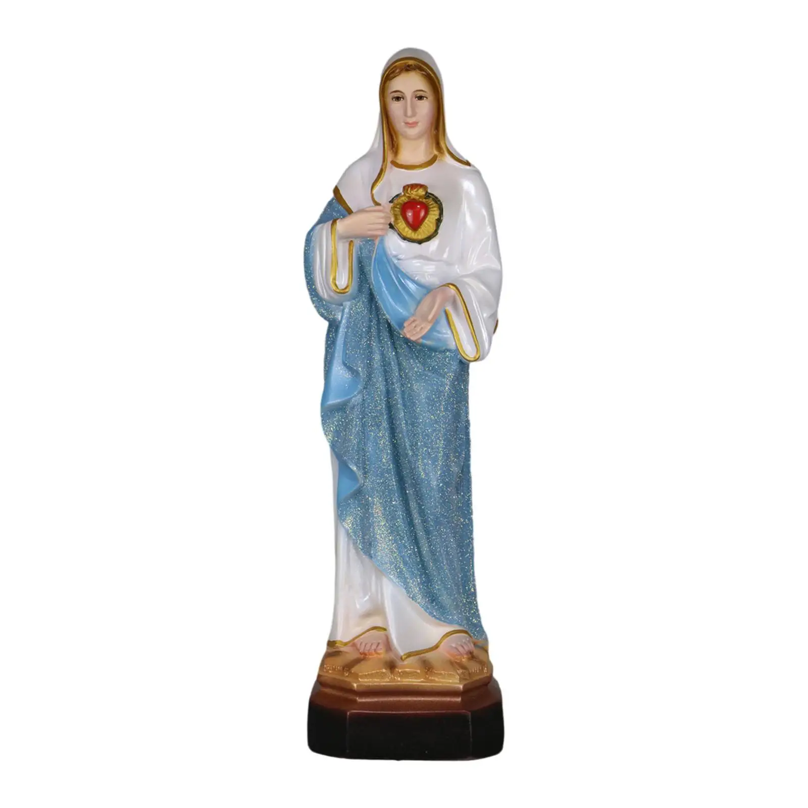 Holy Mary Figure Sacred Heart of Mary Figurine Desk Display Christmas Decoration Crafts Catholic Statue Sculpture for Church