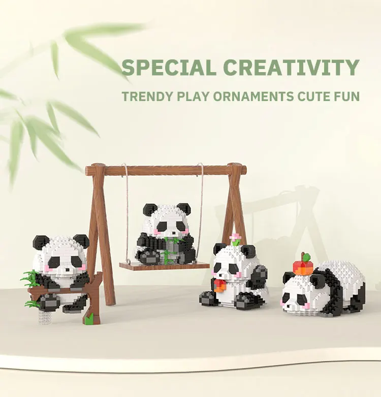 Creative DIY assembleable animal cute mini Chinese style animal panda building block educational boys toys for children model brick