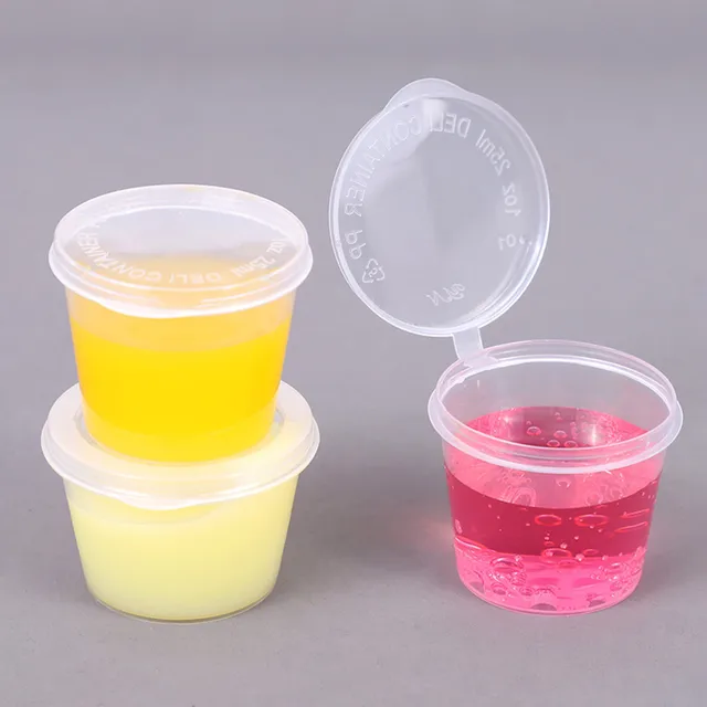 50PCS 4oz Small Plastic Containers With Lids For Food Shot Cups With Lids  Disposable Fruit Containers for Fridge Glass Canisters