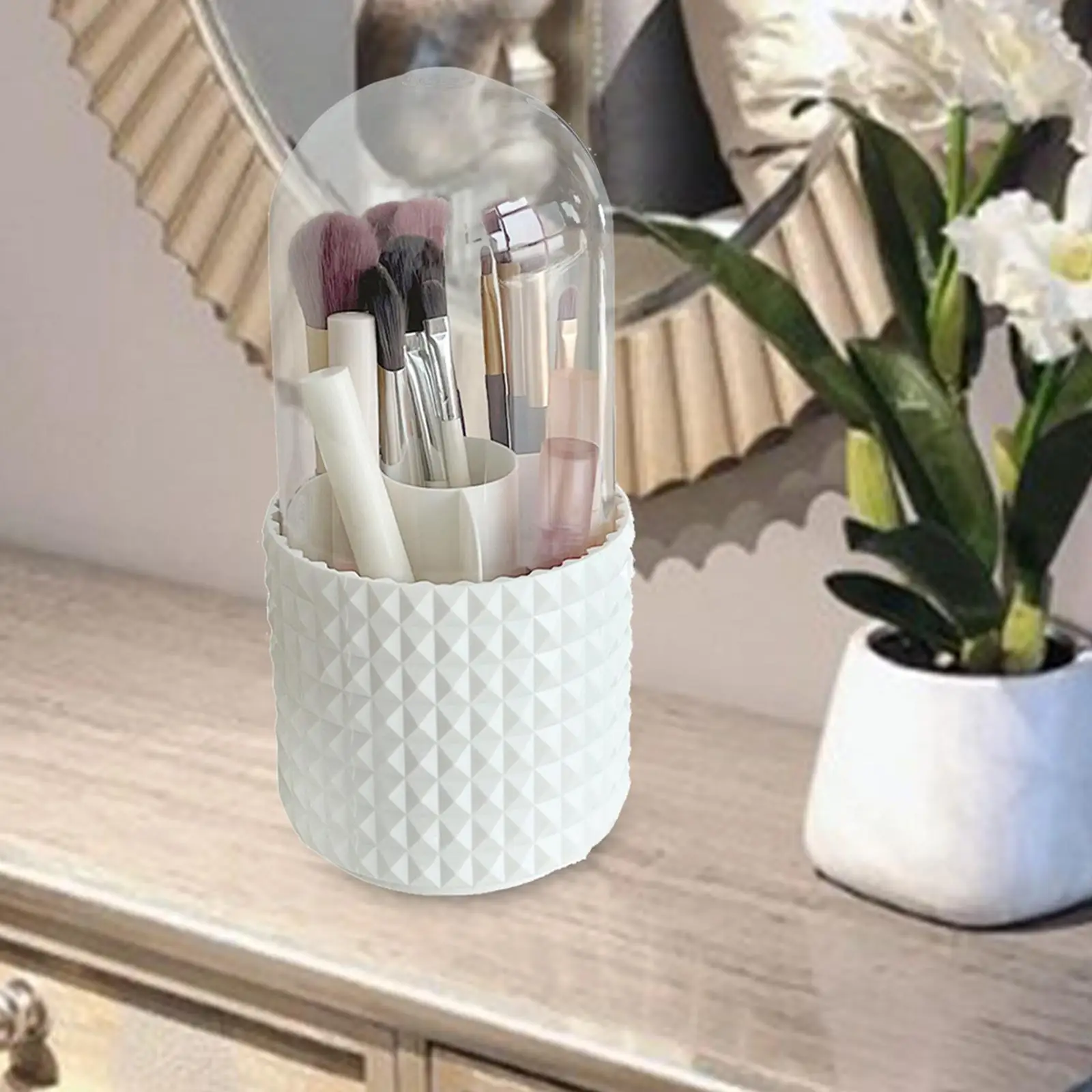 Makeup cosmetics brush Holder Pen Pencil Holder Transparent Lid for Dresser bathroom dresser countertop desk organizer box