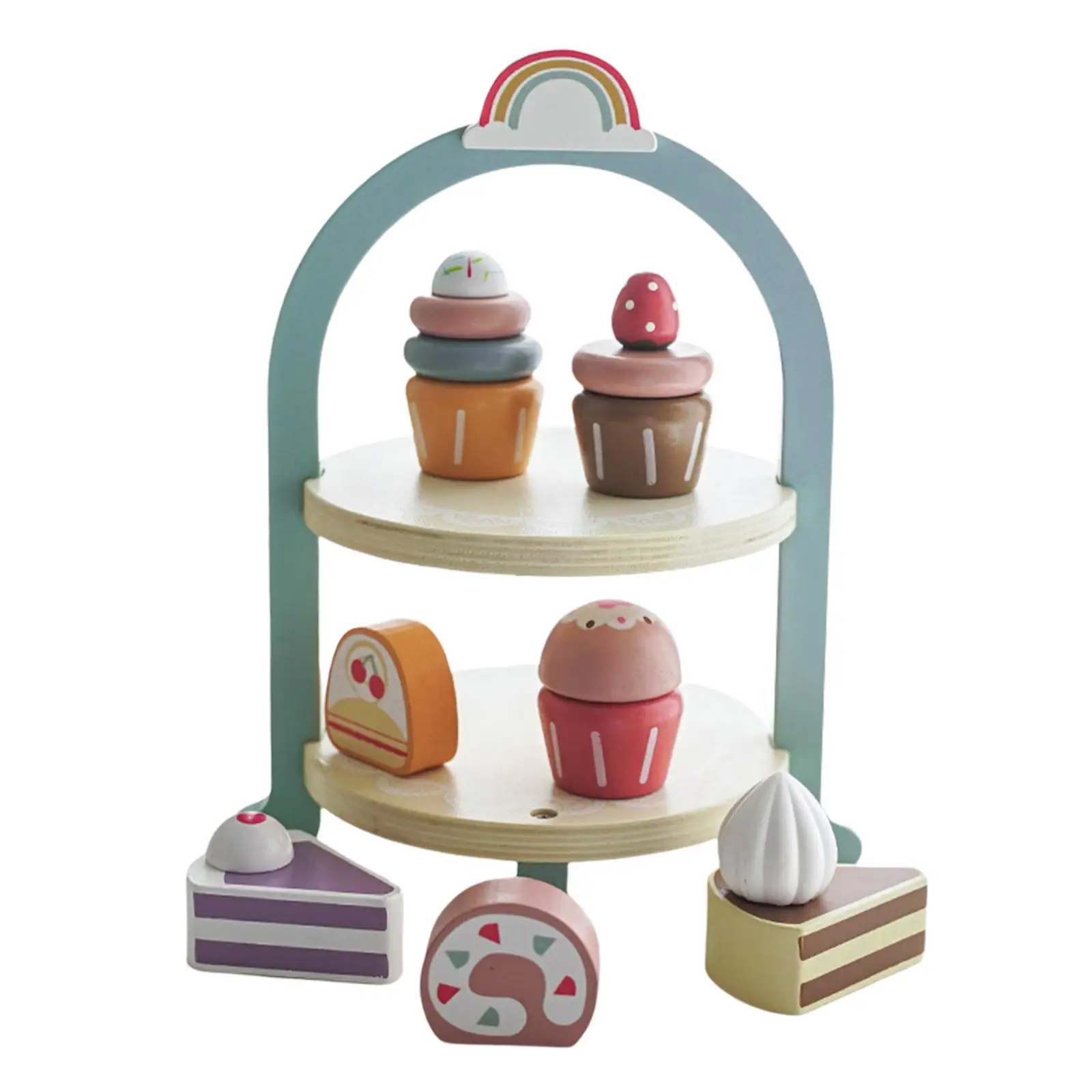 Wooden Dessert Set Cupcake Set Colorful Cookies for Children Developmental Toy