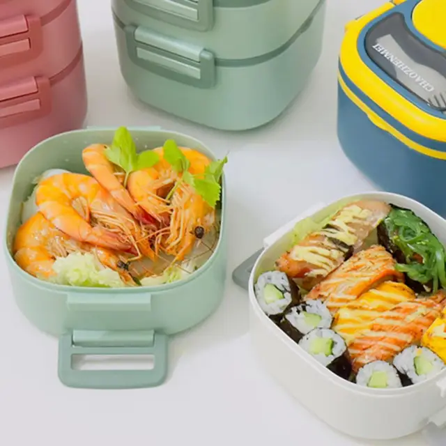 Ylebs Bento Box Salad Lunch Containers with Compartments,Salad Bowl with  Bento-Style Tray and Dressing Sauce Container,Leak-Proof Lunch Box for