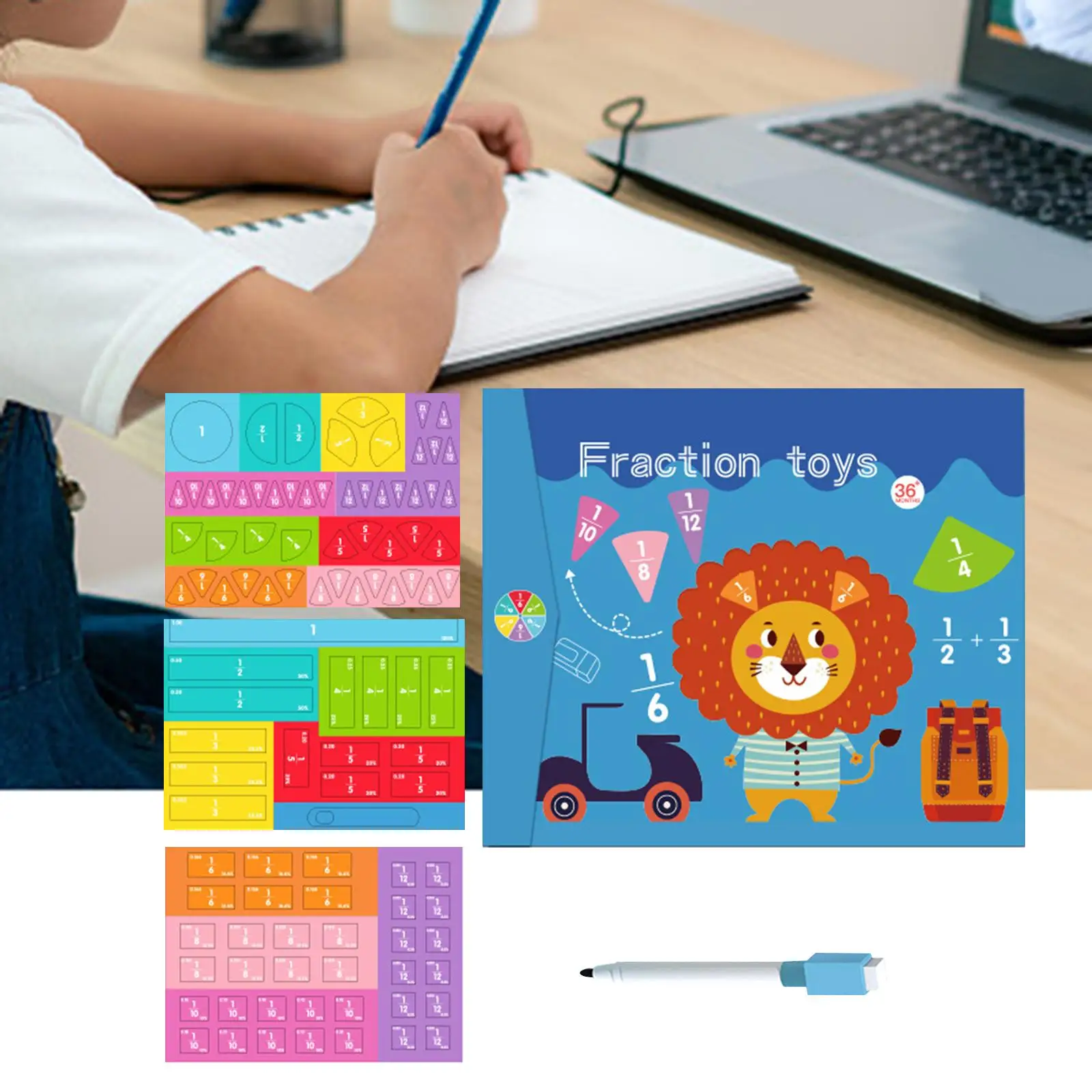 Fraction Learning Math Toy Educational Toy Math Manipulatives for Boy Girls